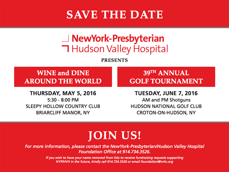 SAve the date; Wine and Dine around the world, and 39th annual golf tournament