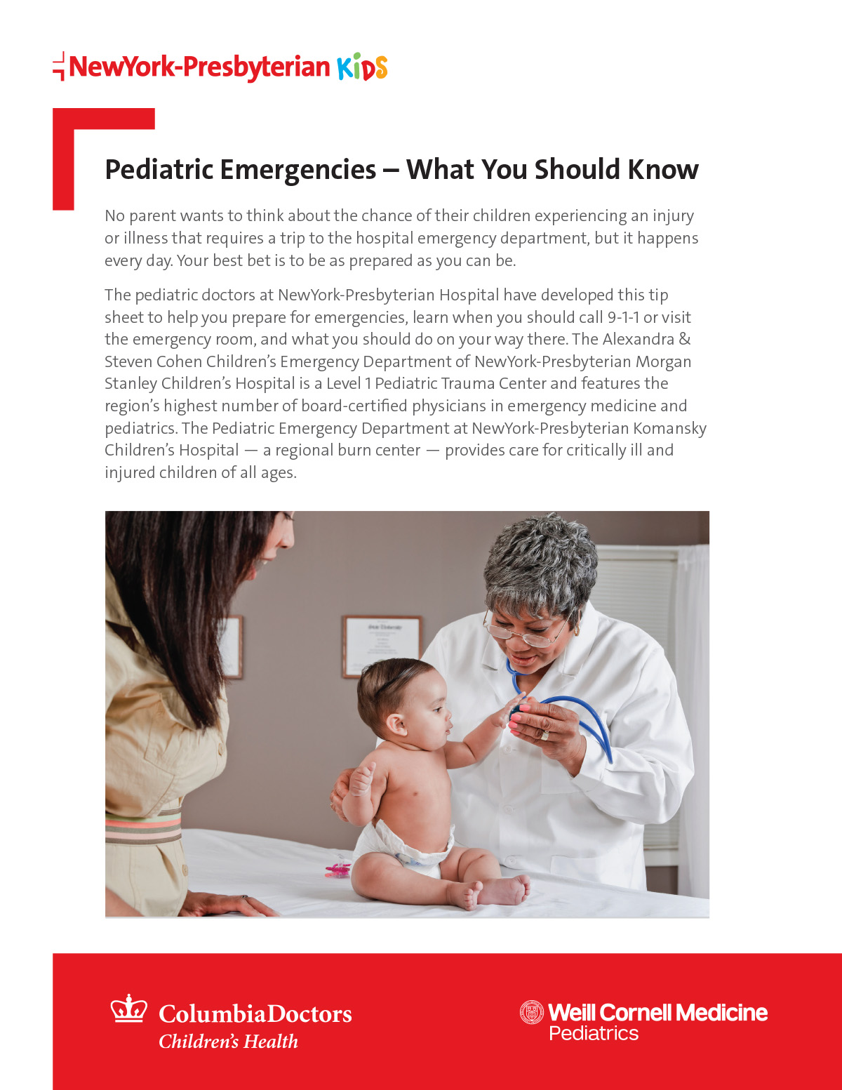 tip sheet about pediatric emergencies