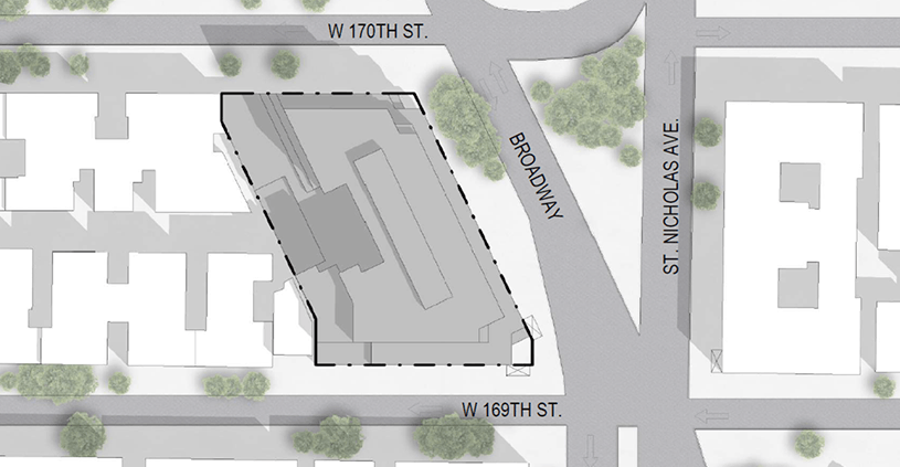 Aerial map of the Broadway Mixed Use building