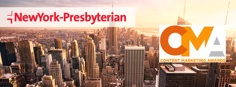 Content Marketing Awards logo overlayed New York City skyline
