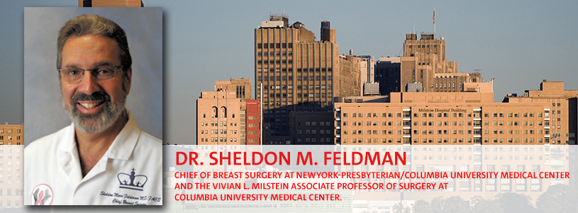 Dr. Sheldon M Feldman (Chief of Breast Surgery) in front of NYC skyline