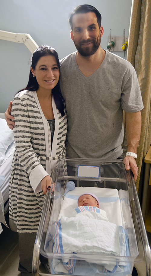 NewYork-Presbyterian Brooklyn Methodist Hospital’s first baby of 2019 was Joseph Patrick Bernstein; pictured with first-time parents Jennifer and Jonathan Bernstein.