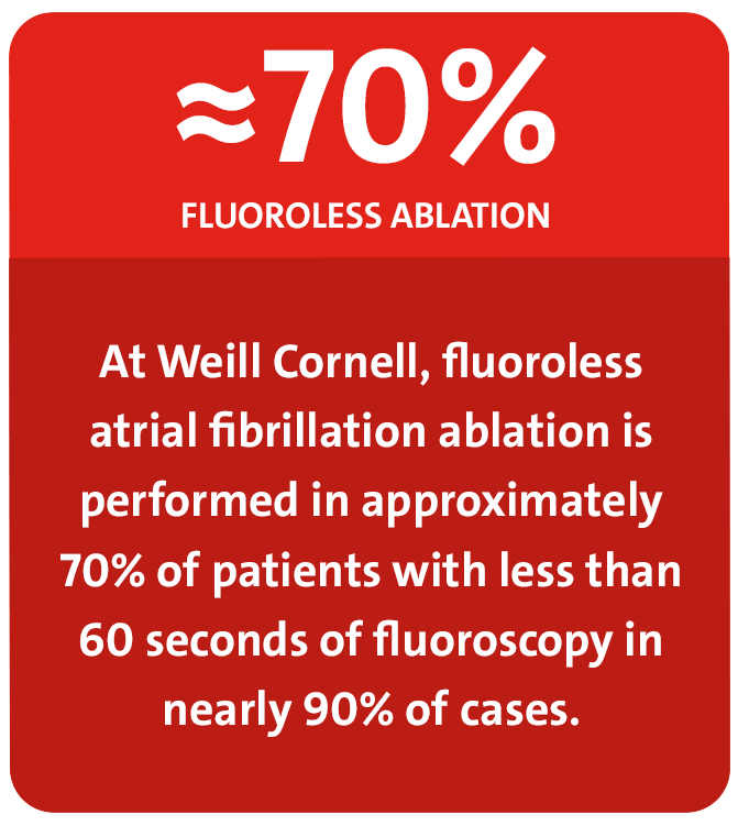 70% fluoroless atrial fibrilation albation performed at Weill Cornell
