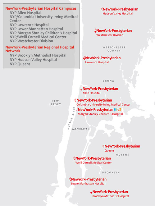 Map of NewYork-Presbyterian coverage area