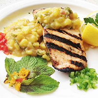 photo of grilled salmon pineapple salsa