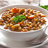 photo of lentil stew with spinach and potatoes