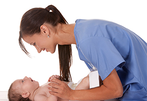 stock image of nurse with baby