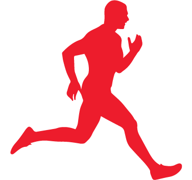red icon of man running