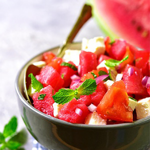 photo of watermelon salad feta and quinoa