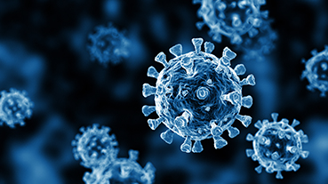 vector illustration of coronavirus in black and blue