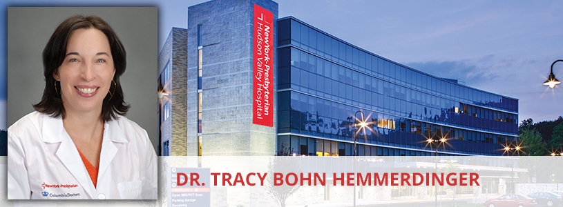 Dr. Tracy Bohn Hemmerdinger in front of NYP Hudson Valley Hospital