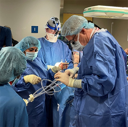 image of surgeons undergoing ECMO simulation training
