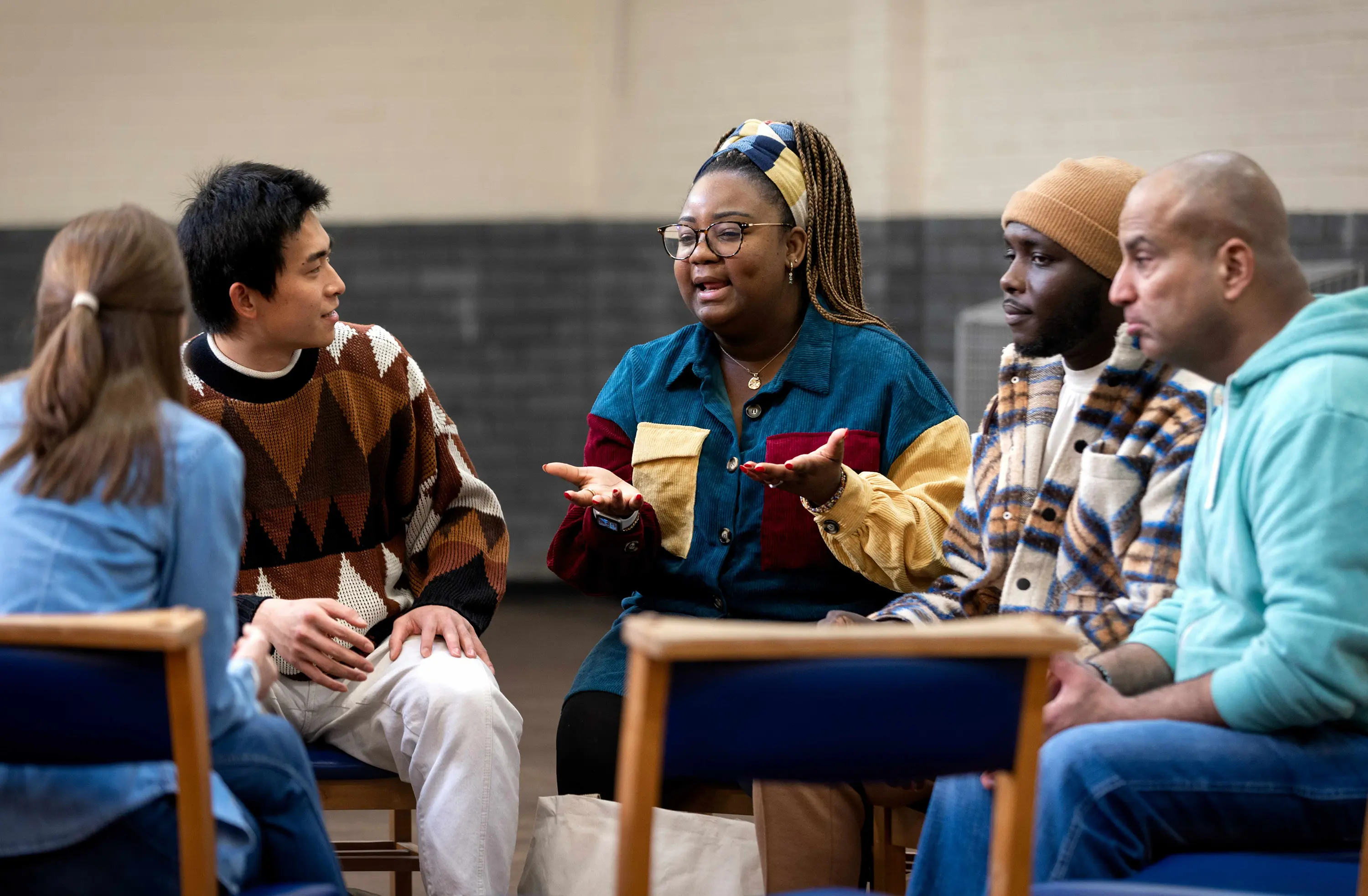people talking while sitting