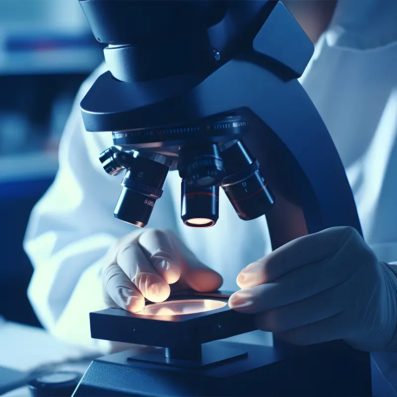 doctor looking through a microscope