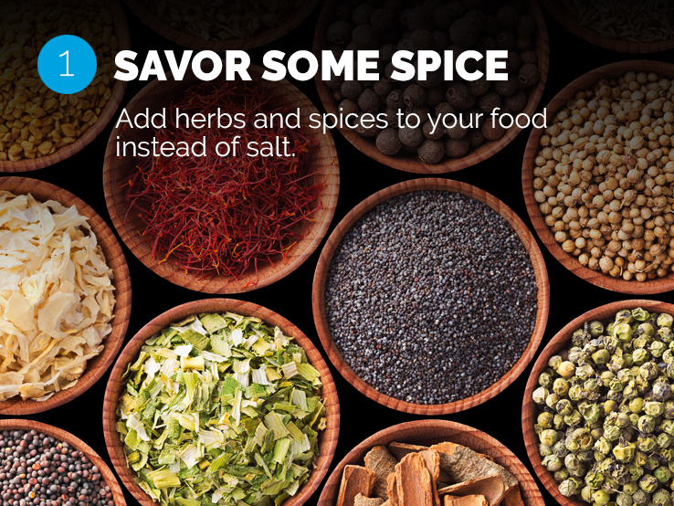 Text suggesting using herbs and spices instead of salt