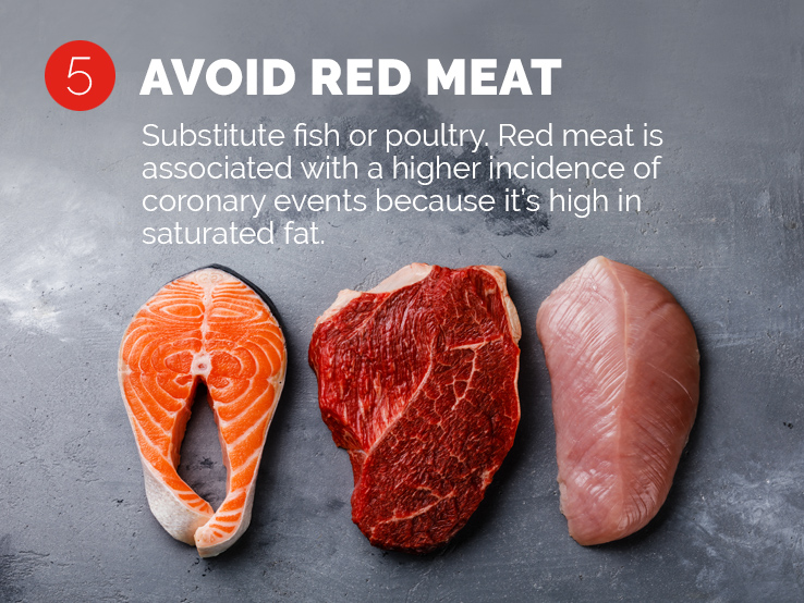 Text saying to avoid red meat