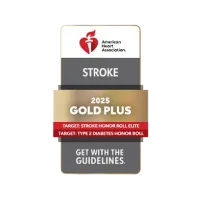 AHA Stroke Gold Plus 2025 badge