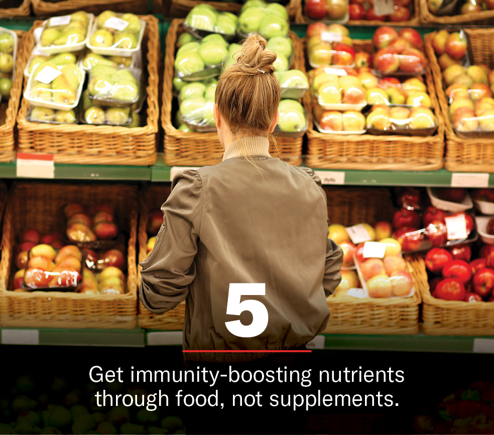 Get immunity-boosting nutrients through food, not supplements