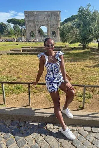 Ahkianne Wanliss in Italy shortly after her surgery.