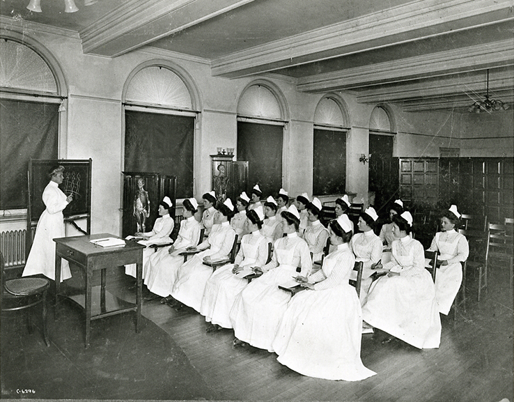 Anna Maxwell teaching nursing students, 1904.
