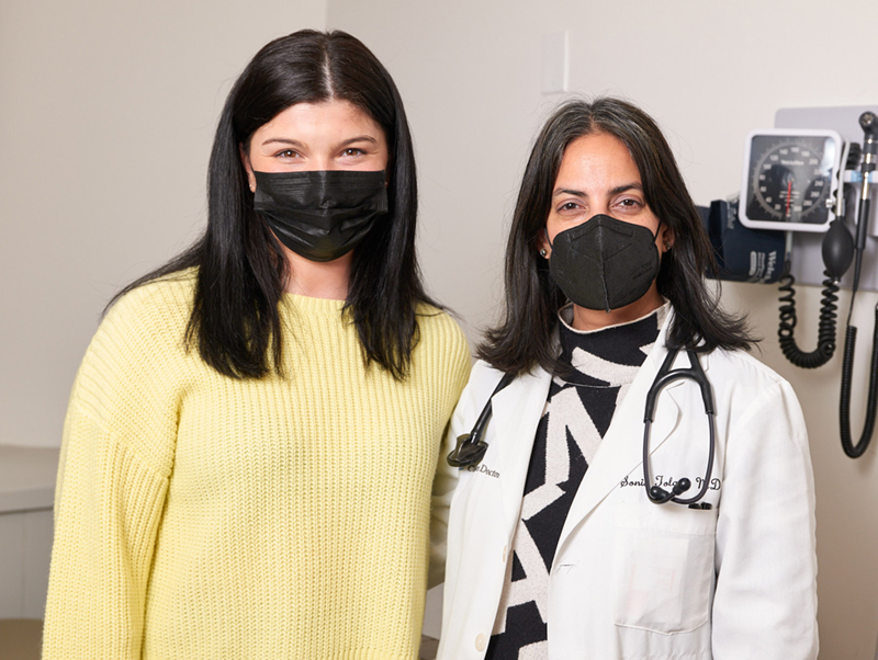 College softball player Sarah Taffet with her cardiologist, Dr. Sonia Tolani.