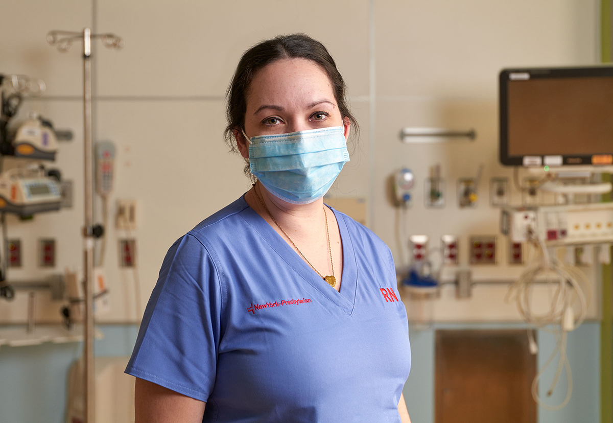 Emily in the pediatric intensive care unit where she works and where Olivia spent some of her final days.