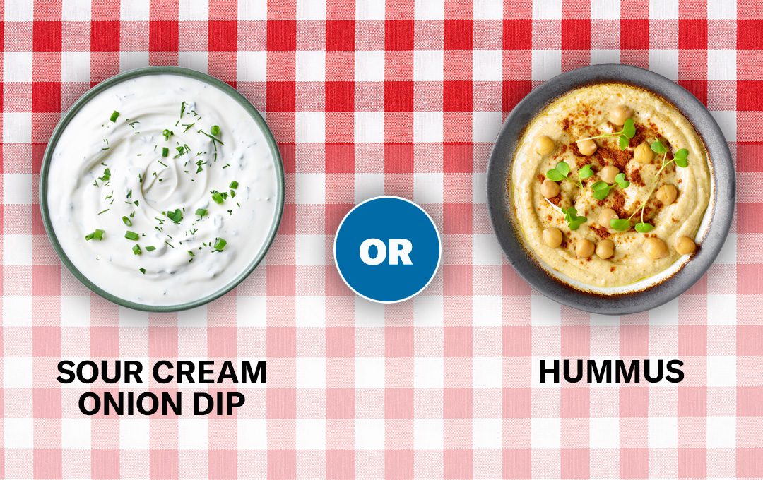 Sour cream onion dip or hummus