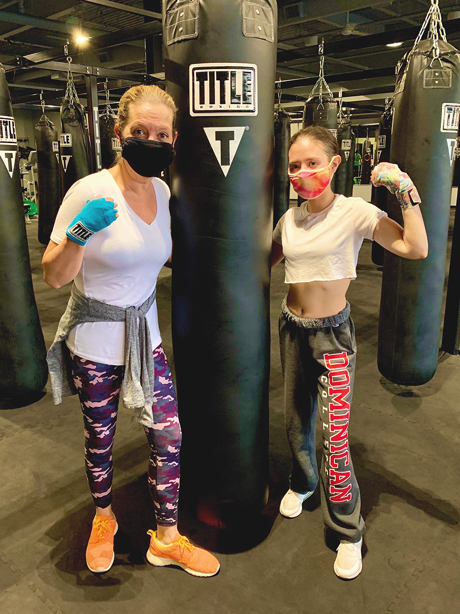 image of Jeanne and Lauren Shields in boxing gym