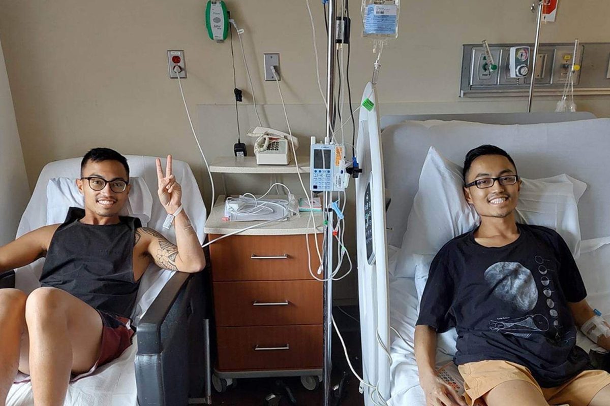 Ethan (right) and Allen (left) recovered on the same floor after a successful living donor liver transplant surgery on January 17, 2023.