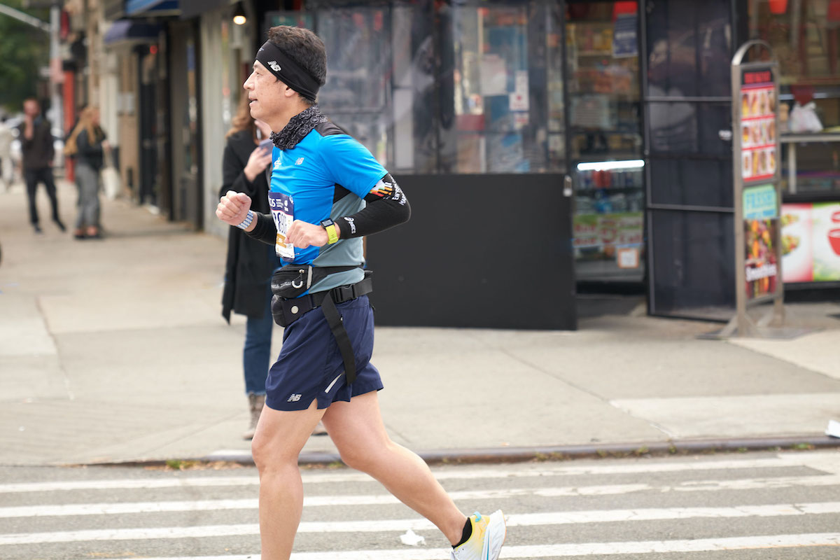 Dr. Kato powers through Mile 14 of the New York City Marathon.