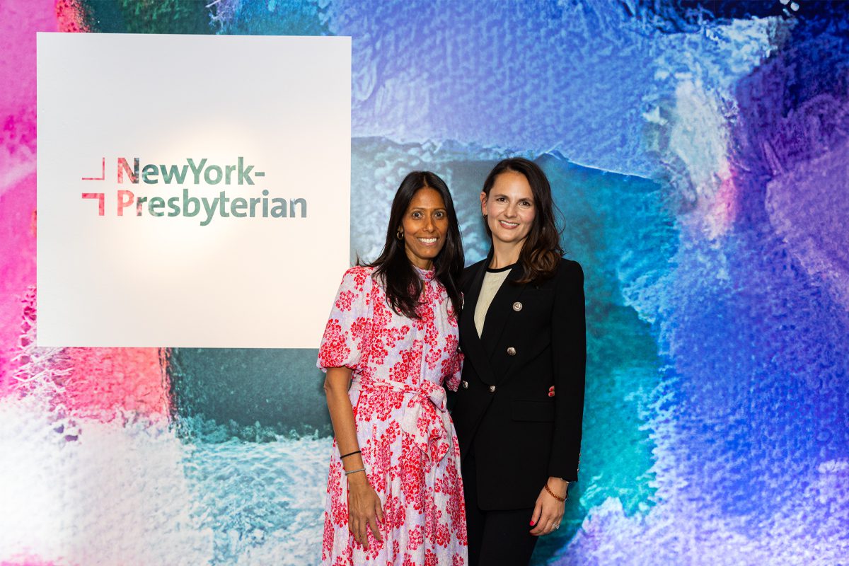 NewYork-Presbyterian’s chief marketing and communications office Devika Mathrani (left), who welcomed more than 100 people to the live podcast and event.