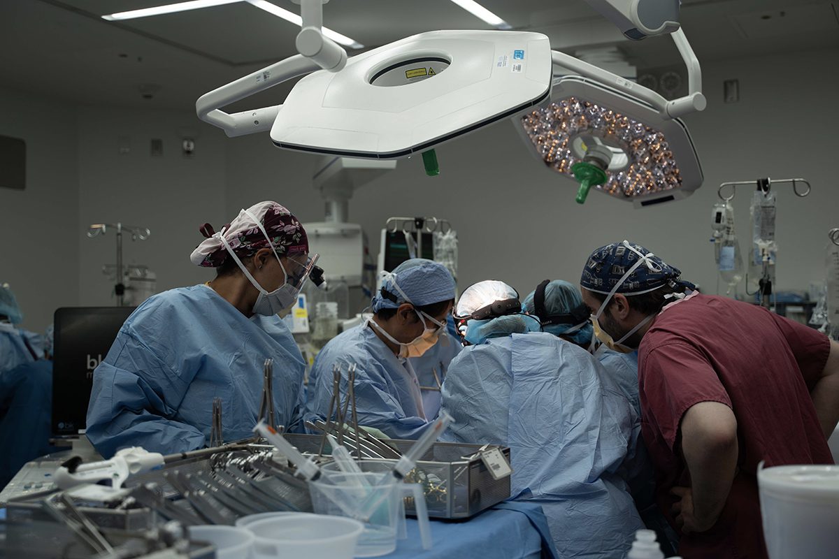 four patients and a surgical team of more than 30 members