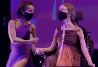 Greta in a performance with her inclusive dance company.