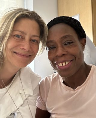 Nadine and Dr. Haythe before her triple-organ transplant. 