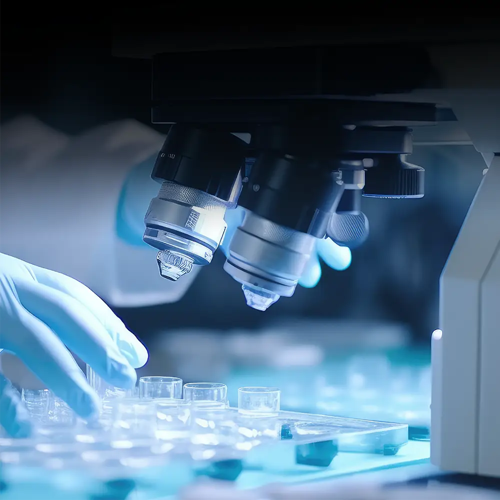 doctor looking through a microscope