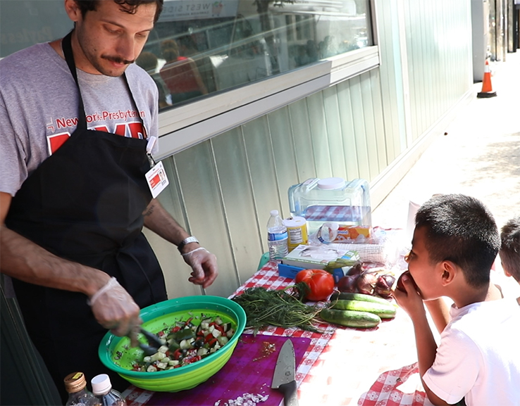 A cooking demo using ingredients available that day.