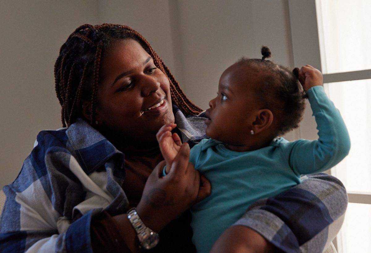Porshea and her daughter Venus Harmony, 18 months old.