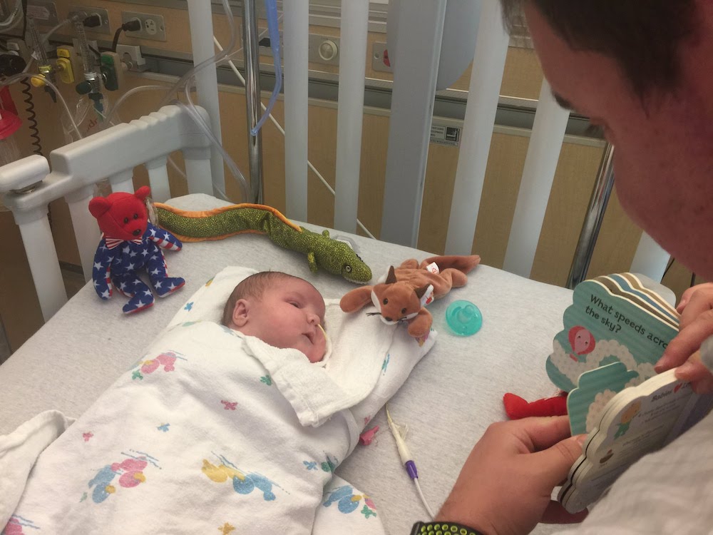 Baby Maverick in the hospital