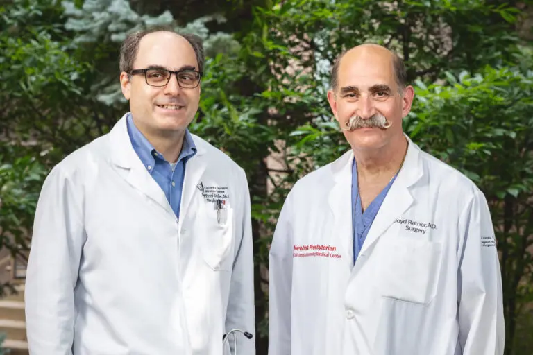 Kidney Transplant Team: Dr. Geoffrey Dube (left) and Dr. Lloyd Ratner. (Not pictured: Nurse practitioners Mia Boehler and Olga Pawliczak.) 