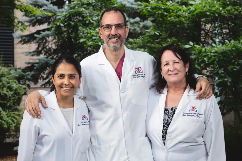 Lung Transplant Team: (from left) Dr. Lori Shah, Dr. Frank D’Ovidio, and nurse practitioner Genevieve Reilly.