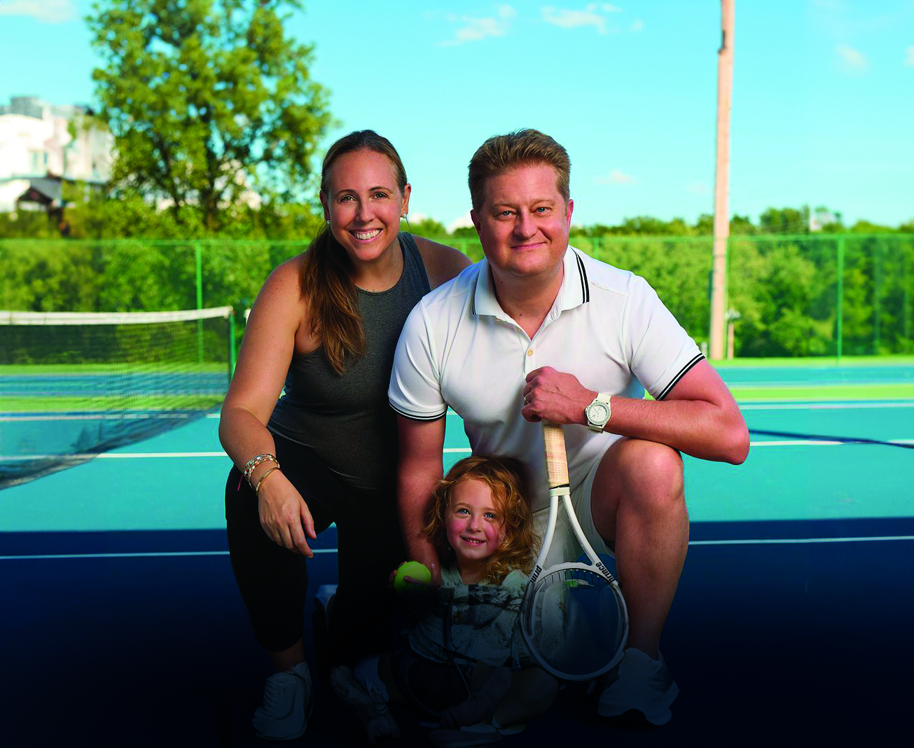 Mati Luik with his wife and daughter on the tennis court