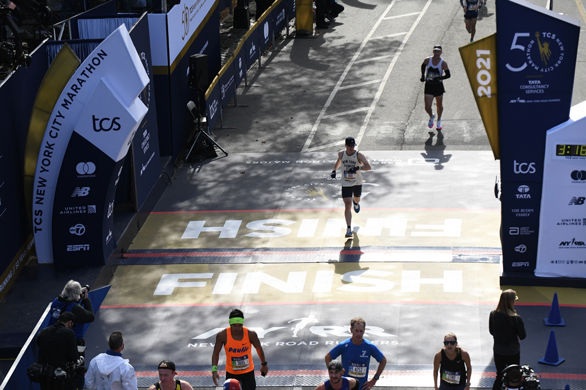 David crossed the finish line