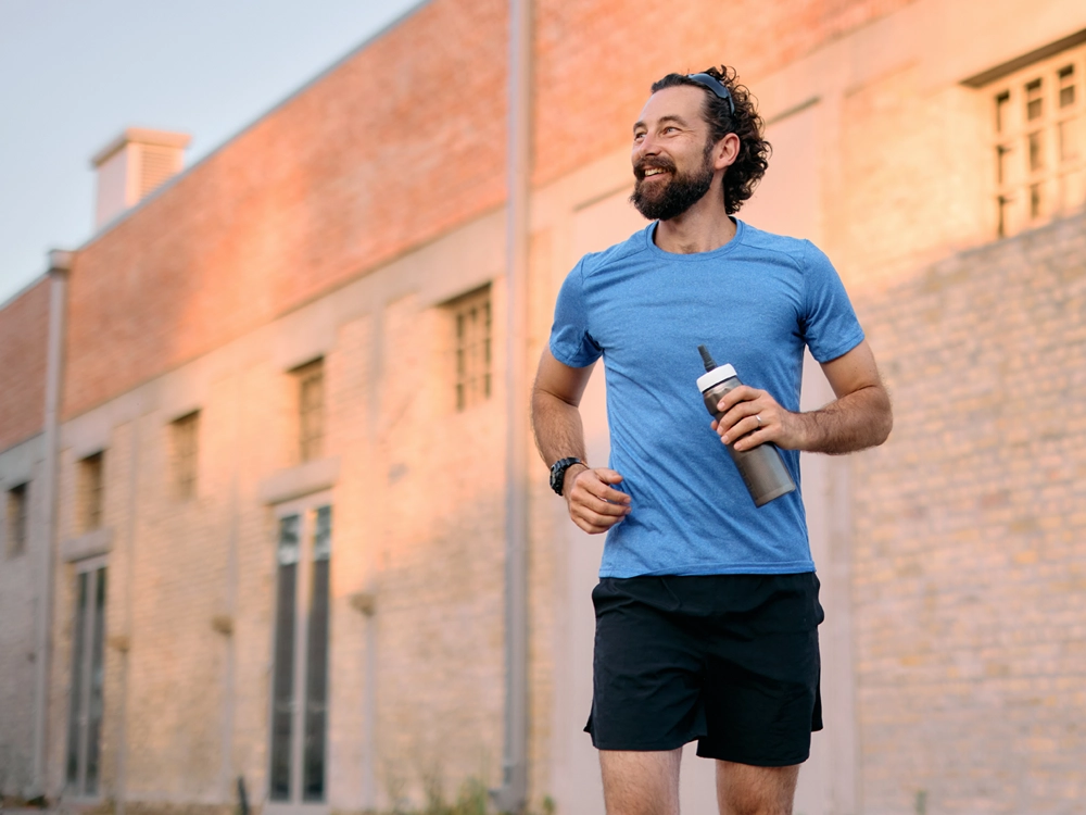 Man being active and running