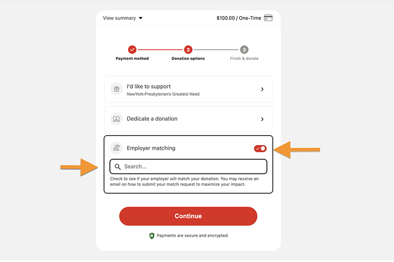 employer matching screen