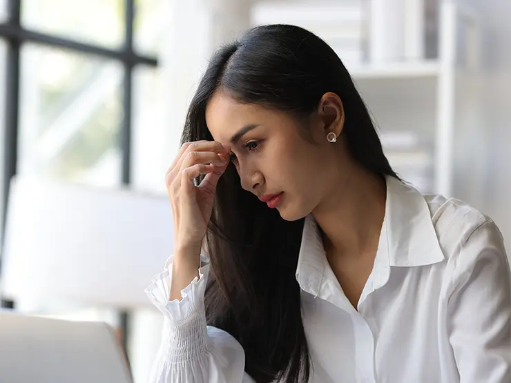 image of woman in thinking pose