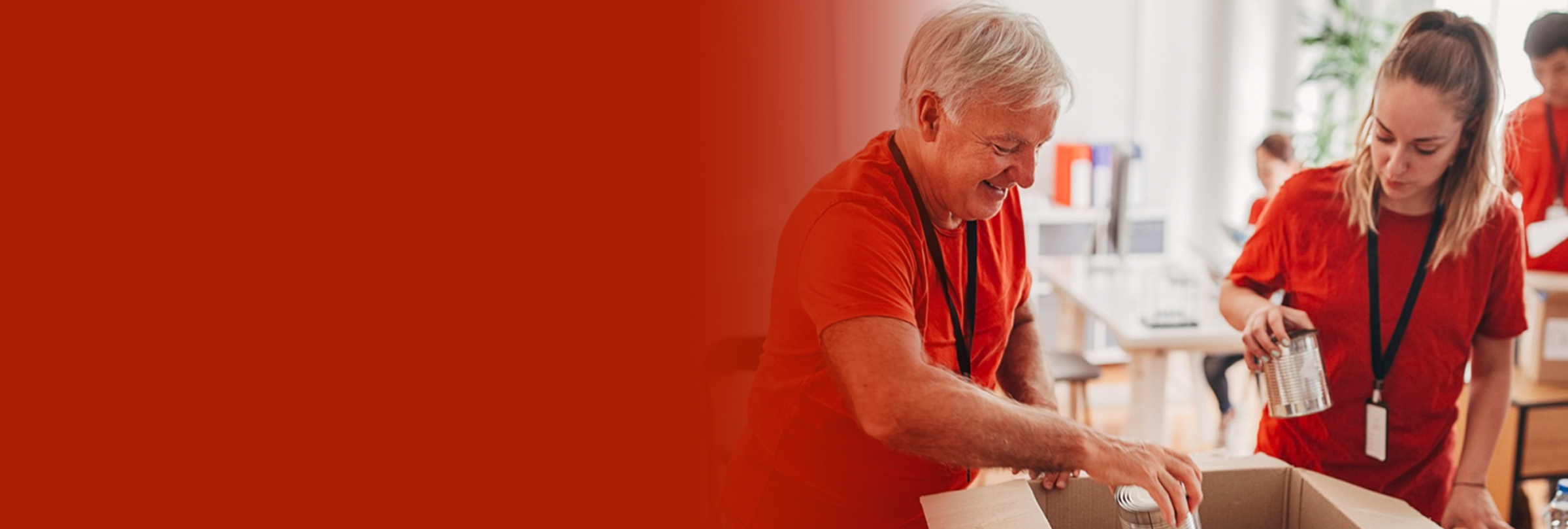 volunteers at a food packing event