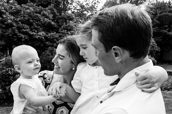 The Griggs Family in a black and white photo