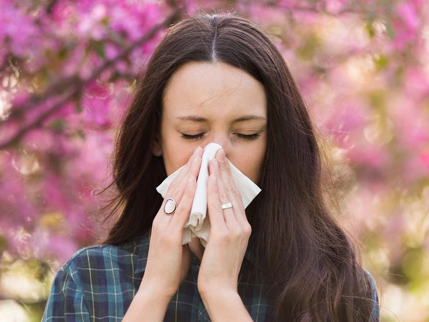 Woman having seasonal allergies