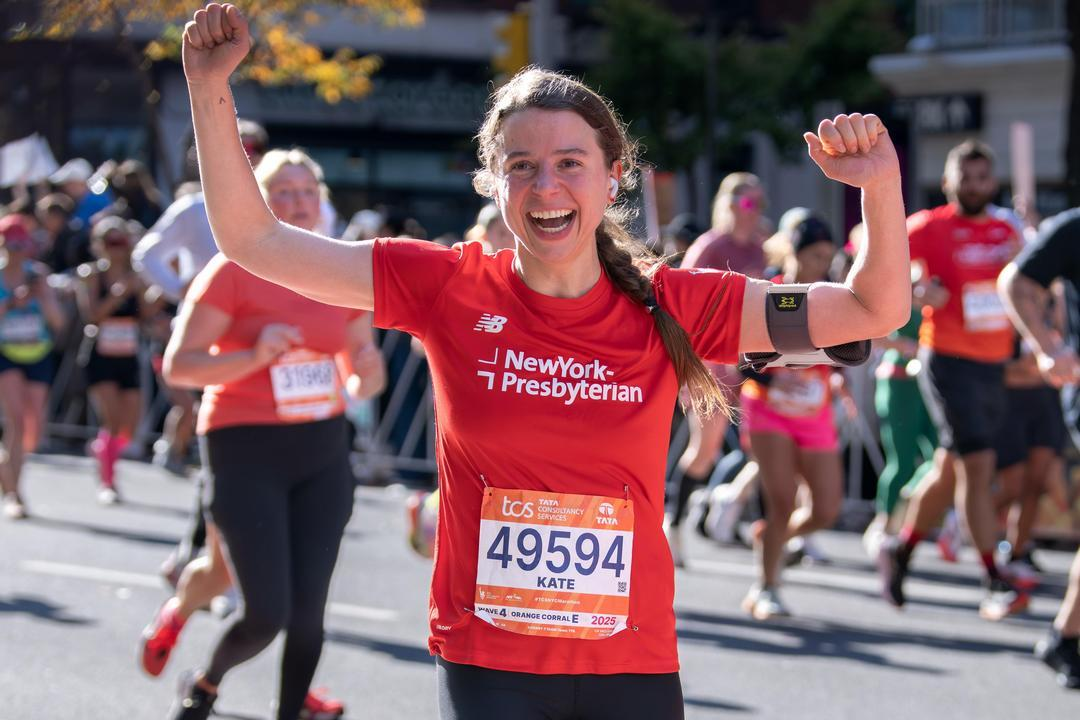 Kate Brenner running in the NYC TCS Marathon