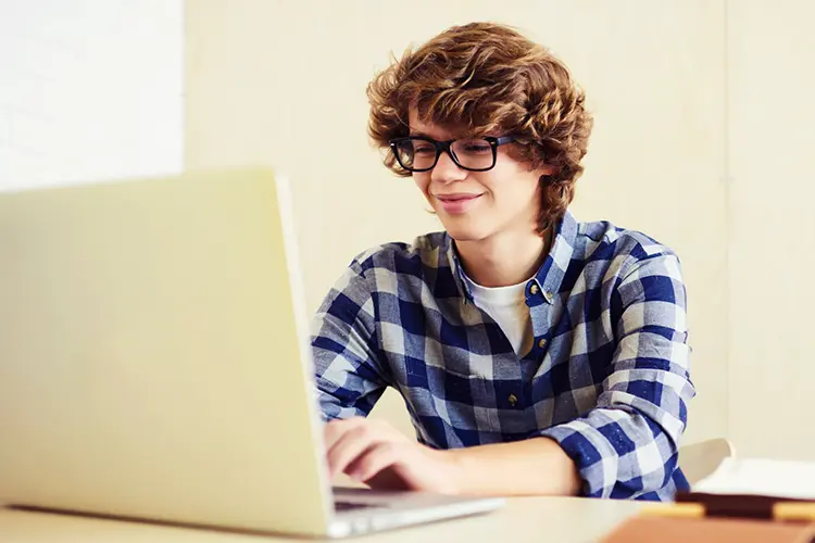 young man using computer